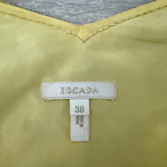 ESCADA Vintage Yellow Silk hand beaded Strappy Couture Top Size 38 - Picture 10 of 15